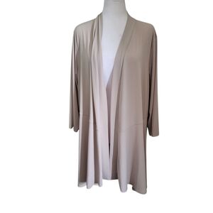 Susan Graver Plus Open Front Cardigan Tan Sz 2X